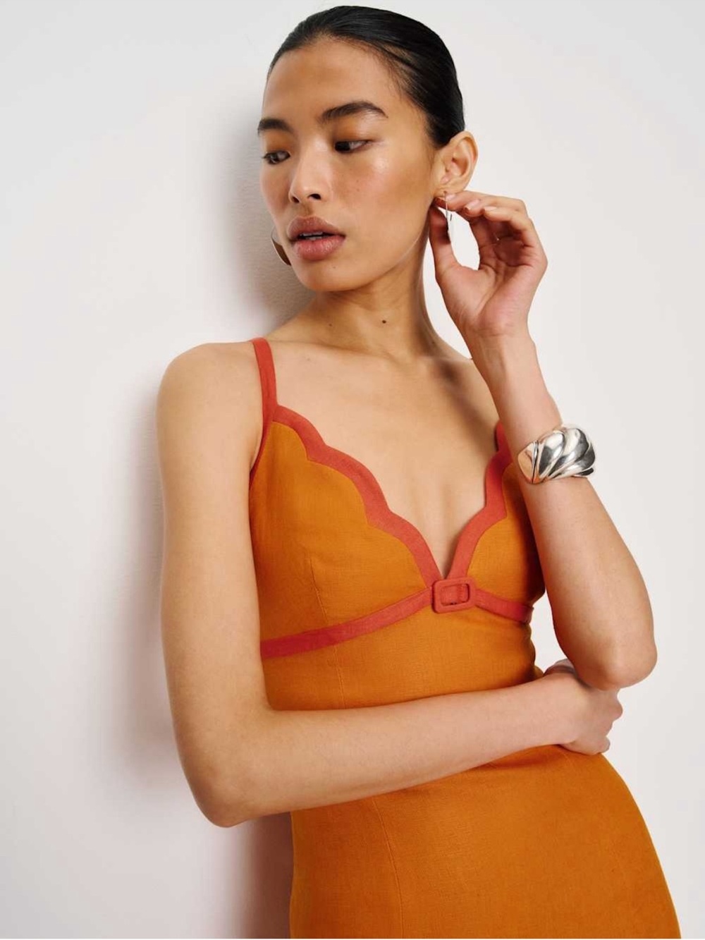 Reformation Sara Linen Dress Nectarine - 4 - Picture 3 of 11